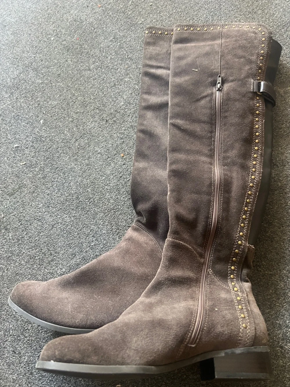 Women's Flat Over The Knee Boots Suede Platform Thigh High Boots Rivet festival